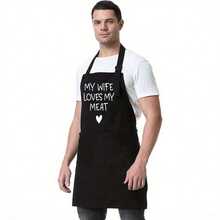 Fun Apron, Adjustable Shoulder Strap Kitchen Apron, Suitable Male And Female Chefs, Kitchen Apron With Practical Pockets, Suitable BBQ Kitchen Cooking, Suitable Everyone To Wear, Father's, Mother's, Father's Day, Mother's Day, Thanksgiving, - Black - View 8