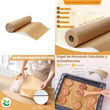 R's Rollo de Papel Pergamino para Hornear 33cm x 84m Papel Encerado de Hornear Sin Blanquear con Cortador Dentado Parchment Paper Encerado para Alimentos para Freidora de Aire Hornos Microondas - madera natural - Ver 1