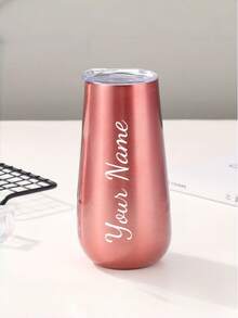 1pc Personalized Name Insulated Tumbler, 6oz Stainless Steel Champagne Cup, Thermal Coffee Mug, Travel Cup, Customized Insulated Tumbler, Bridesmaid Champagne Glass, Double Wall Vacuum Insulated Cup, Indoor Kitchen Outdoor Travel Hot Cold Drink Car Cup, Winter Summer Drinkware, Reusable, Best Gift For Boyfriend, Girlfriend, Lover, Family, Wife, Husband, Best Friend, Classmate, Coworker, Perfect Gift For Wedding, Valentine's Day - Multicolor - View 7