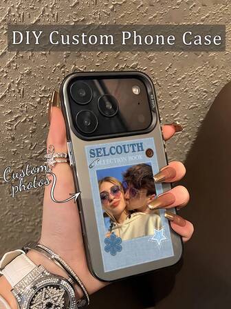 1pc Customized Denim Couple/Couples Photo, Star & Flower Pattern Hard PC Anti-Scratch Anti-Fingerprint Phone Case Compatible With Samsung And Apple 17ProMax/16/15/14 Plus/13 Pro/12 Pro Max/11/7P/XS/XR, Suitable As Personal, Partner, Family, Friend, Couple, Sibling, Birthday, Anniversary Gift