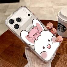 Cute cartoon rabbit phone case For  galaxy A14 A15 A16 A23 A25 A26 A32 A33 A34 A35 A36 A42 A52 A53 A54 A55 A56 A72 A73 5G S21 S22 S23 S24 Plus Ultra S21 S23 S24 FE S25 edge Luxury fashionable acrylic magnetic wireless charging hard case cover - yklPiggy Lindo Transparente 72LR - Ver 2