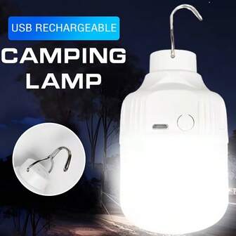 1pc USB Rechargeable LED Bulb, Portable Night Light, High Brightness With Hook, Suitable For Outdoor, BBQ, Party, Emergency, Adventure, Campus Party, Camping, Can Be Used As Gift, Rechargeable Hanging Lamp, Portable Rechargeable Light, Essential For Adventure, Emergency Light, Modern Lighting