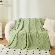 Coperta in pile di flanella a doppio strato spessa, coperta per divano, ufficio, pisolino, calda coperta in taffetà, coperta scialle per dormitorio, lenzuolo - Waffle - Marrone - Visualizzare 6