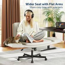 Fumahome Oversize Criss Cross Home Office Desk Chair With 5-Position Adjustable Arms Swivel Office Chair With Wheels Pet-Friendly Pu Leather Vanity Chair Modern Accent Chair With Wide Cusion Comfortable Desk Chair For Home Office Restroom - Milky White - View 5