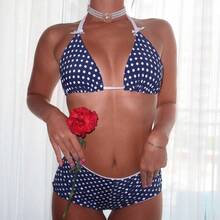 Women's 2 Piece Bikini Set Fashion Halter Neck Swimsuit With Shorts Summer Two Piece Bathing Suit - màu đen - Xem 2