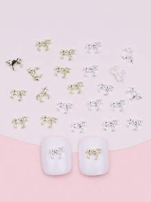 2026新款小马美甲配件10件套，金属DIY美甲配件，短指甲装饰，美甲用品，美甲宝石 - 彩色 - 查看 3