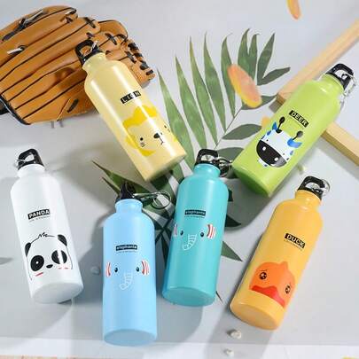 500ml Cute Animal Pattern Water Bottle, Portable Aluminum Sports Water Bottle For Cycling, Camping, Hiking, Outdoor Activities, Creative Gift For Children