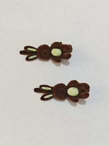 2 Stücke Kinder Samt Bär & Hase Haarclips, süße Tier Haaraccessoires für Mädchen, modische vielseitige Haardekoration für den täglichen Gebrauch, Partys, Herbst/Winter