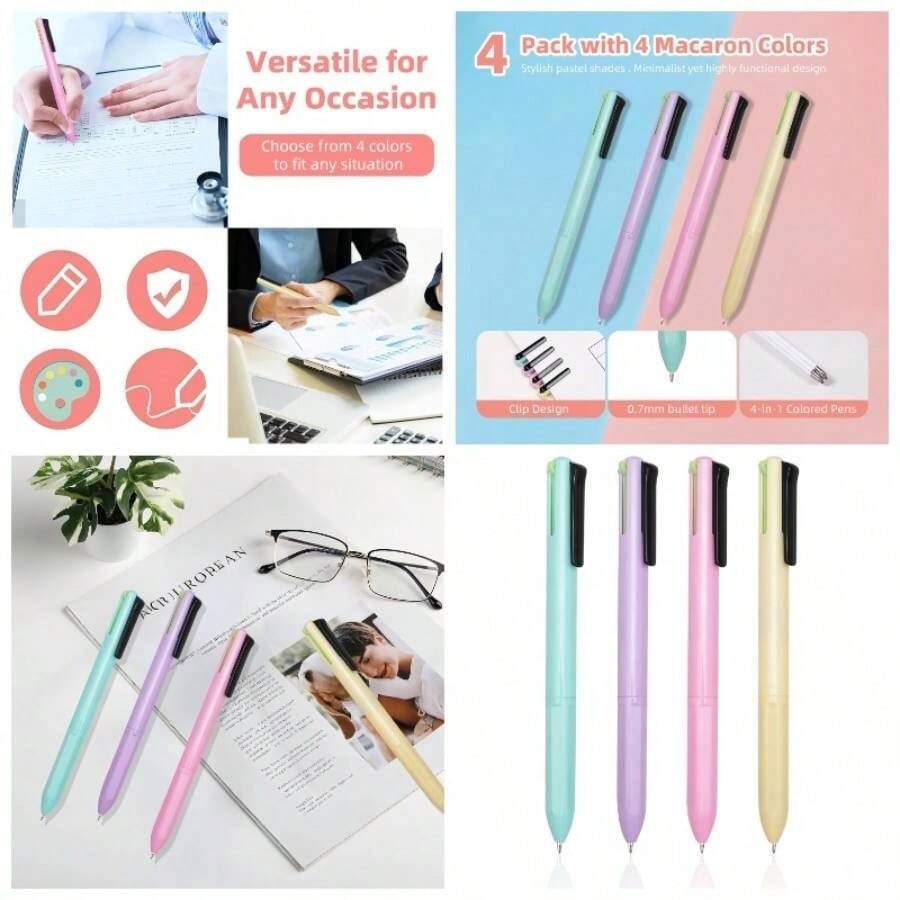 Multicolor Ballpoint Pen 0. Multicolor Pen In One, 4 - In - 1 Colored Pens, 4 Color Retractable Pen In One, Colorful Ink, Ballpoint Pens Planner Journaling, Assorted Ink, 4 - Count - Nhiều màu - Xem 1