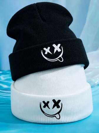 1 st/2 st akrylbroderade mössor, unisex stickad mössa för höst/vinter utomhusbruk