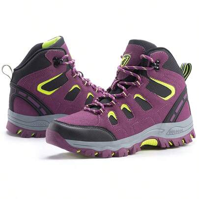 Botas de senderismo de cuero para mujer, zapatos deportivos de montaña para mujer para senderismo, camping, escalada, botas de trekking con suela gruesa