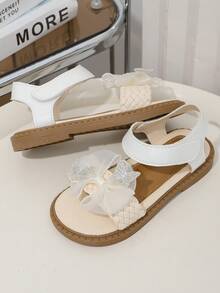 Girls' Bow Sandals Size 26-36 Adjustable Ankle Wrap Bohemian Sandals With Large Butterfly Decorations Summer Casual Shoes For Outdoor Play, Beach And Dressing