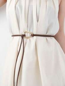 1 chiếc dây thắt eo màu đen mềm mại, thanh lịch, phụ kiện thắt eo thời trang, thắt lưng đa năng kiểu cổ điển với khóa hình học màu vàng, phù hợp với váy, áo sơ mi, áo len, áo khoác, mặc hàng ngày, dự tiệc, Giáng sinh, Tết Nguyên đán, quà tặng Ngày của Mẹ. - A - Xem 10