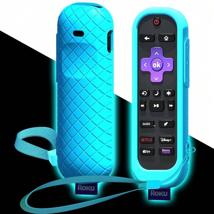 Cover For Roku Voice Remote Pro (2nd Edition), Case Compatible With Hisense TV Controller, Silicone Sleeve For  Smart TV Control Holder Glow In The Dark Blue - 天藍色 - 查看 1
