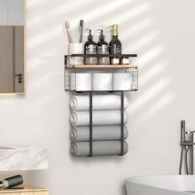 Bathroom Furniture Setsタフコ Tafuco Toallero para BañoToallero con Estante Toallero de Pared Accesorios de Baño Hotel Cocina (B) - B - Ver 7