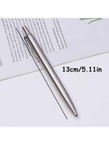 1pc Metal Push-Button Ballpoint Pen, Ultra-Thin Stainless Steel Retractable Ballpoint Pen, Ideal Gift For Business, Office, Teachers, Office Supplies Ballpoint Pen, Semi-Steel Metal Push-Button Ballpoint Pen, All-Steel Metal Ballpoint Pen Gift Pen - Black - View 5
