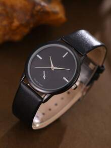 Minimalist Fashionable, Youth Exclusive: Precise Quartz Wristwatch, Classic Round Dial With Leather Strap, Comfortable , Accurate Timekeeping, Showcasing Youthful Vitality And Fashionable Taste