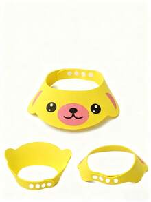 1个可调节防水儿童浴帽 - 卡通设计，EVA材质，柔软便携，3种颜色可选，浴室必备，适合各种头型，浴室配件，儿童洗浴用品