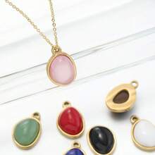 1 pieza Colgante de acero inoxidable con cuentas de piedras naturales, colgante DIY para hacer collares y pulseras, suministros para joyería