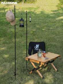 PACOONE 便携式折叠灯架带挂钩，可折叠灯三脚架，适用于露营、钓鱼、野餐、烧烤和户外活动