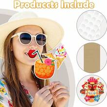 30pcs Luao Photography Studio Props Set, Hawaiian Tropical Theme For Birthday, Summer Beach Pool Decor, Party Favors And Forest Theme Party Decorations, Beach Pool Birthday Party Decorations, Photo Booth Props - Multicolor - View 4