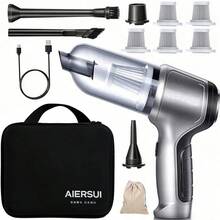 SUITU 车载吸尘器带收纳袋 - 礼品 | 宠物毛发吸尘器 | 家用吸尘器 | 无线 USB 充电 | 大功率、大吸力无刷电机便携式吸尘器 | 干湿两用吸尘器 | 适用于汽车/家庭/办公室 | （ABS 材质，9000pa 吸力，7.4V 2000mah 锂离子电池，充满电可使用 20 分钟）。