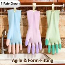 1/3 Pair Multi-Purpose Household Cleaning Gloves, Non-Slip High Elasticity, Latex Material, Suitable For Kitchen, Bathroom, Outdoor, Car Cleaning - Washable, Practical Gloves, Flexible Latex Gloves [Packaging Pattern Is Random] - Multicolor - View 18