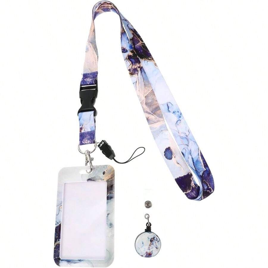 CALLARON Porta Gafete Porttil con Diseo Mrmol Funda Protectora para Credenciales de Oficina y Escuela Ligera y para Uso - inicial - Ver 1