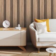 Adhesive Wallpaper With Ribbed Cedar Wood Pattern, Thick Strips - Multicolored 17 - View 5