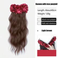 Ponytail Wig Clip Style Large Wave Long Curly Hair For Women, Banana Clip With High-End Feeling, Flower Clip That Can Tie Ponytail Wig Piece - Multicolor - View 12