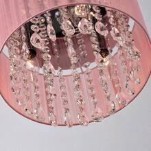 Modern Crystal Chandelier With Circular Pink Lampshade Embedded Ceiling Light, Bedroom Crystal Chandelier, Dining Room Kitchen Island Bedroom Chandelier E14 Lamp Holder (Excluding Light Bulb) - 粉色 - 查看 6