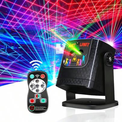 DJ迪斯科舞台派对灯，迷你投影灯，带遥控器和声控功能，适用于室内生日派对、圣诞节、新年、万圣节、酒吧、KTV、婚礼、小礼物、唱歌跳舞等场合。