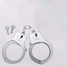 仿银色塑料手铐，舞台表演道具，盗贼角色扮演用品，日常多用途，趣味派对游戏配件，节日礼物