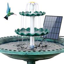 3 Tiered Bird Bath With 3.5W Solar Pump, DIY Solar Fountain Detachable And Suitable For Bird Bath, Garden Decoration, Outdoor Bird Feeder - 墨綠色 - 查看 9