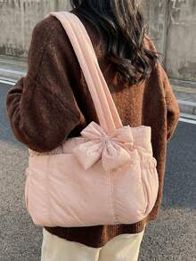 Túi tote Peach Tree, màu đen, chất liệu nylon, chống thấm nước, kiểu dáng tối giản, dung tích lớn, có thể gập lại, dùng để đeo vai, phù hợp cho đi làm hàng ngày, mua sắm, du lịch, dự tiệc, đựng mỹ phẩm, làm quà tặng cho nữ, phụ kiện thời trang dự tiệc. - Nhiều màu - Xem 10