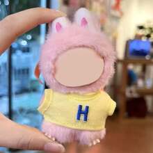 [Only Doll Clothes] Creative New 10cm Plush Doll 4th Generation Labobo Mini 4.0 Secret Code Mini Pendant Plush Doll Replacement, English Letter T-Shirt For Labubu