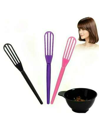 3pcs Professional Hair Dye Mixing Brush, Durable Plastic Root Mixing Tool, For Home & Salon Use, Universal Fit For All Hair Types, Hair Dye Mixing Brush, Home Hair Care Oil, Plastic Hairdressing Tool, Perming Tool, Hair Dye Mixing Brush