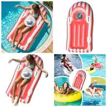 Inflatable Body Board, Portable Surfboard, Swimming Training Float, 46.85x22.83 Inches, Lightweight Sport Pad, Built - In Safety Handles, Summer, Outdoor, Dive, Party, Rescue Use - Rojo - Ver 1
