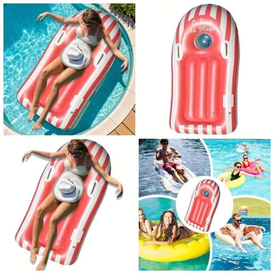 Inflatable Body Board, Portable Surfboard, Swimming Training Float, 46.85x22.83 Inches, Lightweight Sport Pad, Built - In Safety Handles, Summer, Outdoor, Dive, Party, Rescue Use - Rojo - Ver 1