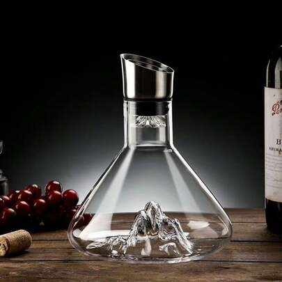 Decantador de cristal estilo europeo de 50 onzas, equipado con pico de loto y doble filtro de acero inoxidable para descantado rápido, vertedor de vino de estilo europeo de lujo para uso doméstico, adecuado para fiestas, bodas y aniversarios