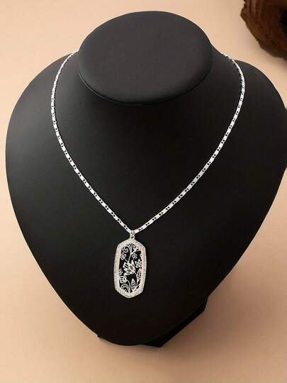 1ชิ้น สร้อยคอยาว/สายเสื้อกันหนาวลายดอกไม้กลวงเรขาคณิตสไตล์โบฮีเมียนสง่างามสำหรับผู้หญิง เหมาะสำหรับเป็นของขวัญ ปาร์ตี้ งานทางการ และสวมใส่ในชีวิตประจำวัน