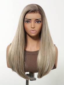 Tóc giả FIVE STARS 13*4 HD Lace Front trong suốt và thoáng khí dành cho nữ, màu vàng lanh, dài 26 inch, tóc xoăn không mái, tóc tổng hợp chịu nhiệt, thích hợp cho cosplay, lễ hội, trang phục Halloween, HOT - Vàng lanh - Xem 4