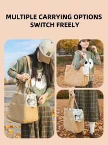 moorpet 1pc Pet Carrier Bag, Shoulder Strap & Handheld, Insulated, Suitable For Kittens, Portable For Outdoor Use - Multicolor - View 11