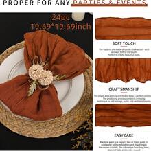 6/12/18/24/30pcs Set Sage Green Cheesecloth Napkins, Multi-Color Options Cheesecloth Napkins, Bali Cheesecloth Napkins, Rustic Boho Lavender Napkins, Suitable For Family Dinner, Restaurant, Wedding, Party, Dining Table Decor - Multicolor - View 54
