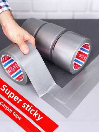 1卷超强粘性管道胶带，白色银色布基胶带，多用途，不留残胶，可徒手撕开，适用于管道维修、窗户缝隙密封、展览地毯固定、日常家居使用