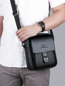 男士单肩包，纹理斜挎包，休闲挂式斜挎包，竖款商务邮差包 - 彩色 - 查看 6
