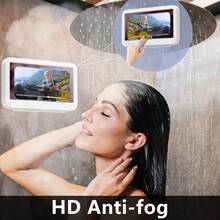 Universal Waterproof Phone Holder, 360° Rotatable Shower Mount With Strong Suction Cup, Hands-Free Touchable For IPhone & Android Up To 6.8", No Drill For Bathroom Kitchen Shower - 白色 - 查看 3