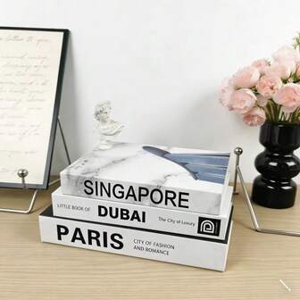 3pcs/Set Modern Decorative Faux Books, Classic Style Paper Book Ends, Suitable For Shelf Display, Home Decor, Multifunctional For Home Office, Library, Cafe Decoration, Applicable For All Holiday Displays