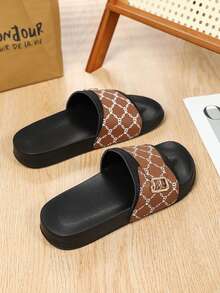 4-Season Indoor Slippers, Bathroom Slippers, Outdoor Sports & Beach Slippers, Slippers, Slip-On Slippers, Soft & Comfortable Breathable, Asymmetrical Pattern Design - Brown - View 4