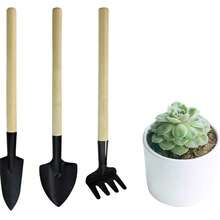 Mini Gardening Tools, 3pcs Portable Garden Hand Tools Set, Miniature Gardening Rake Trowel And Shovel For Seedlings, Bonsai, Succulents, Herbs, Terrariums And Planting (3pcs) - màu đen - Xem 6